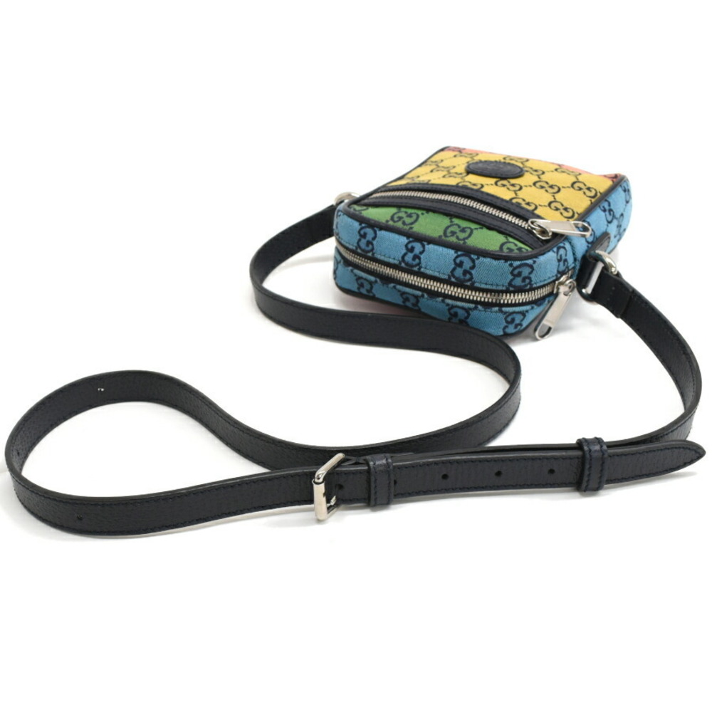 Gucci Crossbody Shoulder Bag Canvas Leather Multicolore - Picture 7 of 9